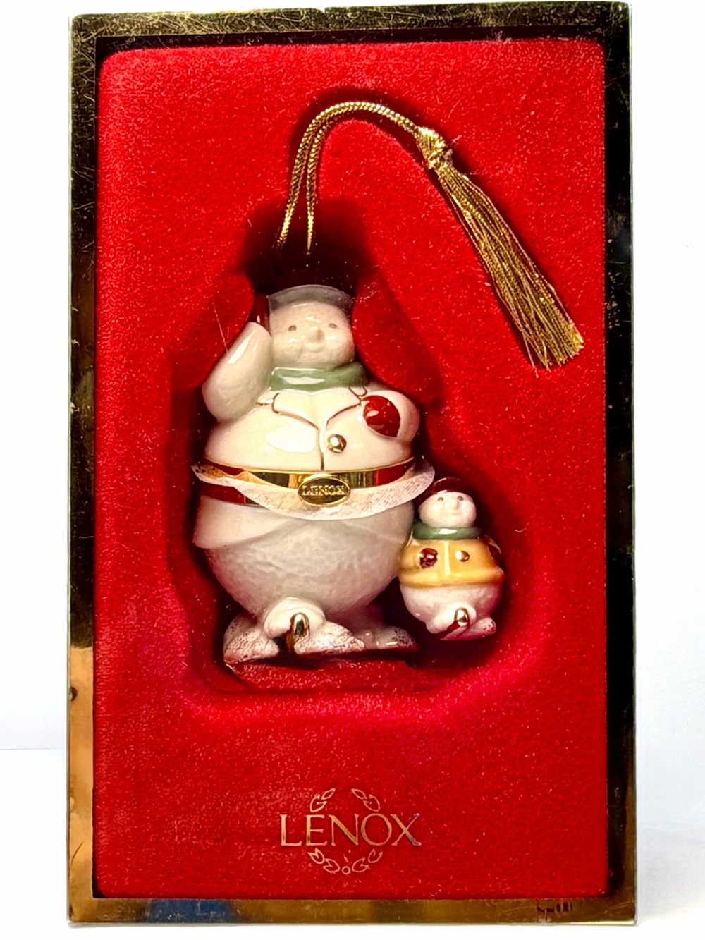 Lenox Snowman Hinged Trinket Box Christmas Ornament China Treasures NOS